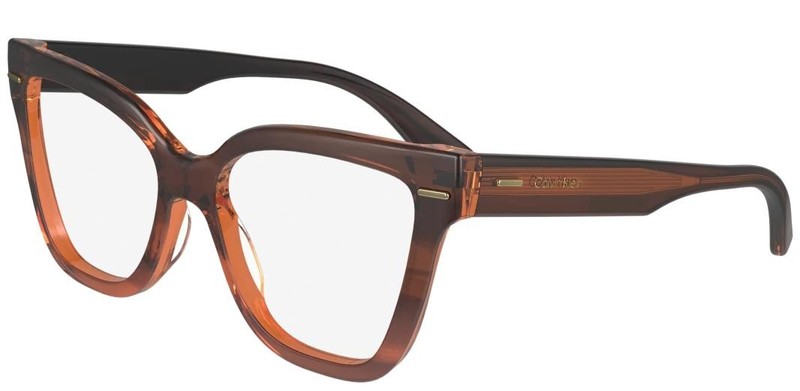 New Calvin Klein CK-23543 240 Crystal Striped Brown Eyeglasses 54/17/140