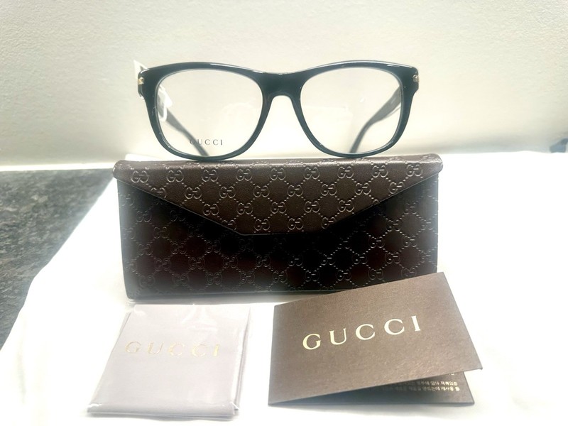 Gucci GG1052 Black Square Plastic Eyeglasses Full Rim Unisex Adults Designer