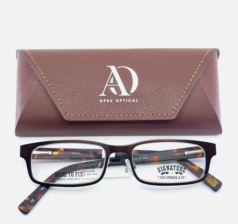 NEW LEVI STRAUSS SIGNATURE LS1008 BRN Brown Rectangle Eyeglasses 52-18-145 B:29
