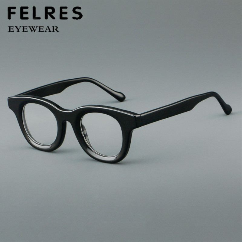146mm Acetate Frame Eyeglasses Men Women Round Clear Lens Glasses Frames