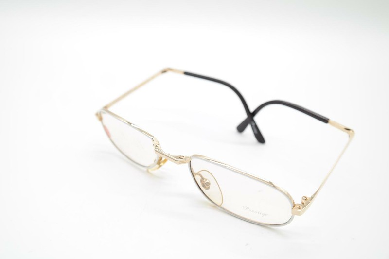 Vintage Prestige G 24 Gold White Oval Glasses Eyeglass Frame NOS gallery