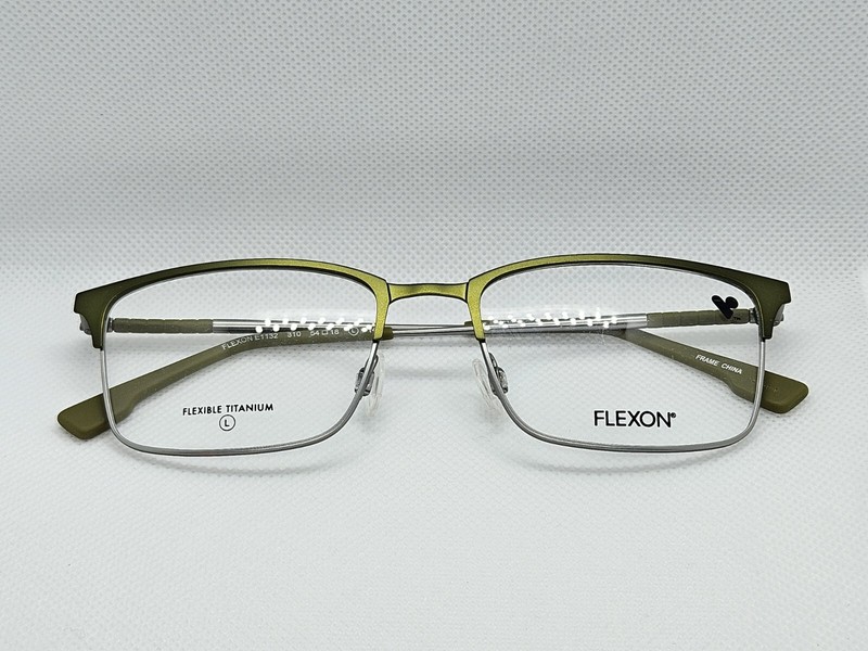 Flexon E1132 310 Matte Moss Silver Rectangle 54-18-145 Men's Eyeglasses Frame gallery