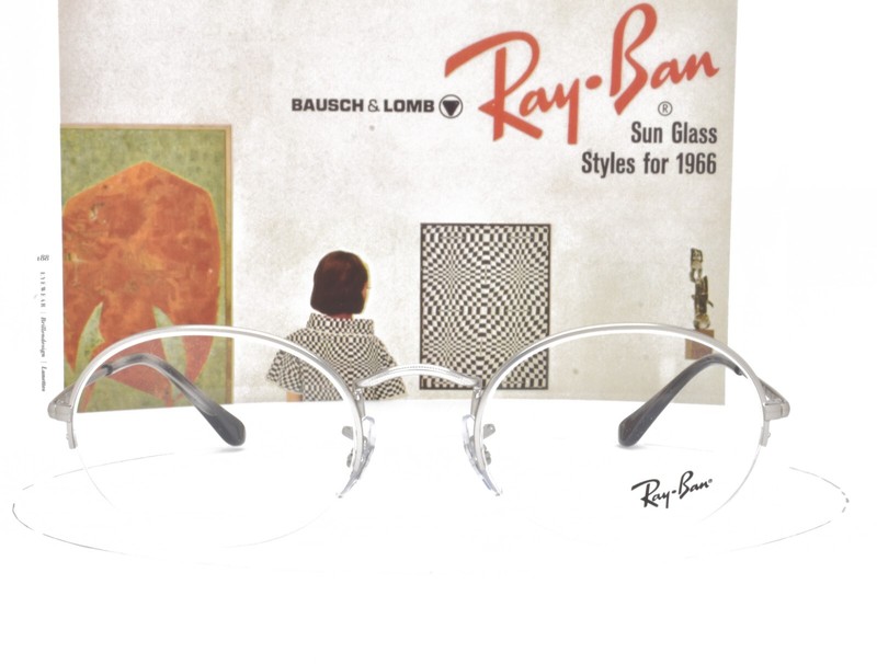 Ray-Ban Eyeglasses Satin Silver Half Rim Round Oval 52-22-145 6547 2538