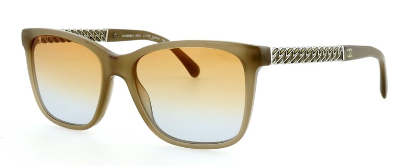 CHANEL CH 3302 1416 52mm Taupe Translucent Chain Sunglasses Eyeglasses Italy
