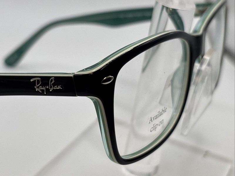 Ray Ban RB 5228 8121 55/17 140 Shiny Black/Green Full Rim Eyeglasses A5333 gallery
