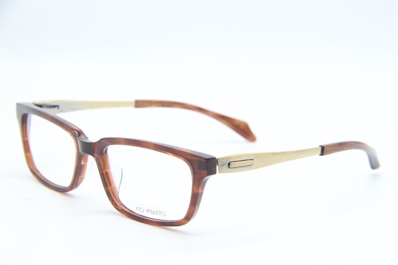 NEW KIO YAMATO KT-166U 02 BROWN GOLD AUTHENTIC EYEGLASSES 50-17