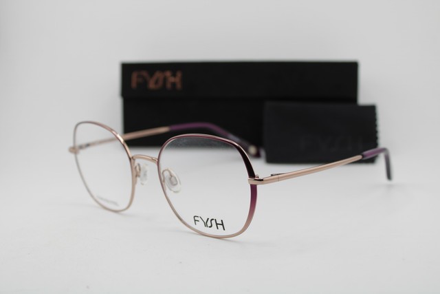 NEW FYSH 3732 S207 PURPLE GOLD GUNMETAL AUTHENTIC EYEGLASSES 52-19