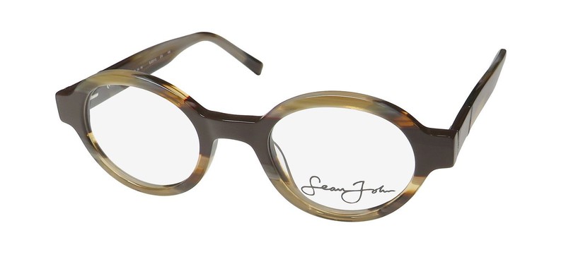 NEW SEAN JOHN 5113 GLASSES 48-23-150 PLASTIC 210 BROWN OVAL FULL-RIM MENS