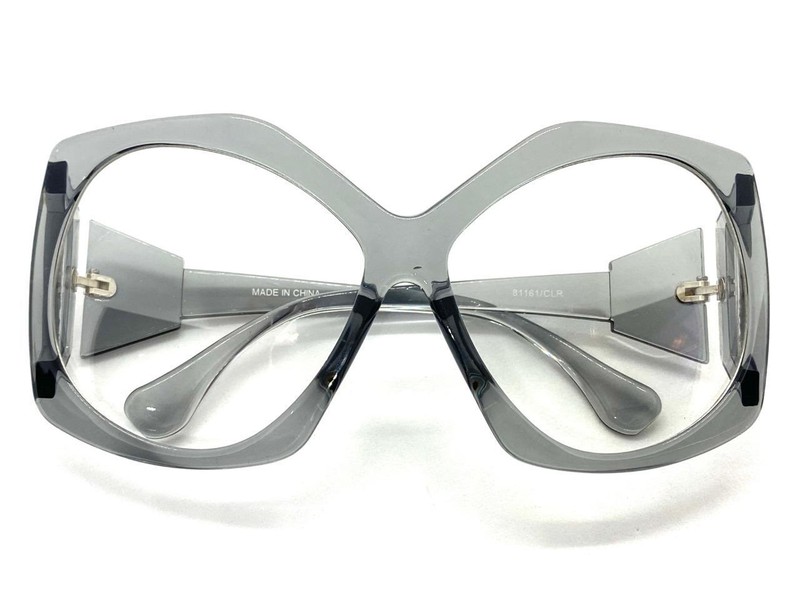 Women Oversized Vintage Retro Style Clear Lens EYE GLASSES Huge Large Gray Frame gallery