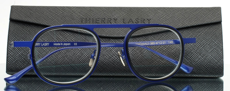 THIERRY LASRY Anomaly 385 Navy Black Mens Round Eyeglasses 47-21-145 B:37