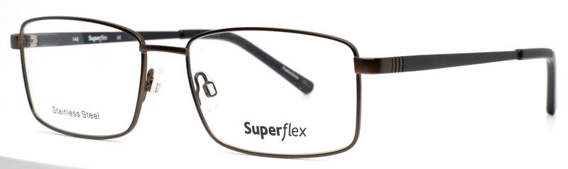 SUPERFLEX SF-522 C3 Dark Taupe Black Mens Rectangle Eyeglasses 57-17-145 B:36