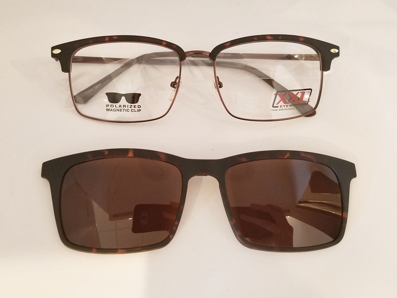 XXL Leonard eyeglasses Frame Polarized Clip on 59mm Tortoise Total width 153mm