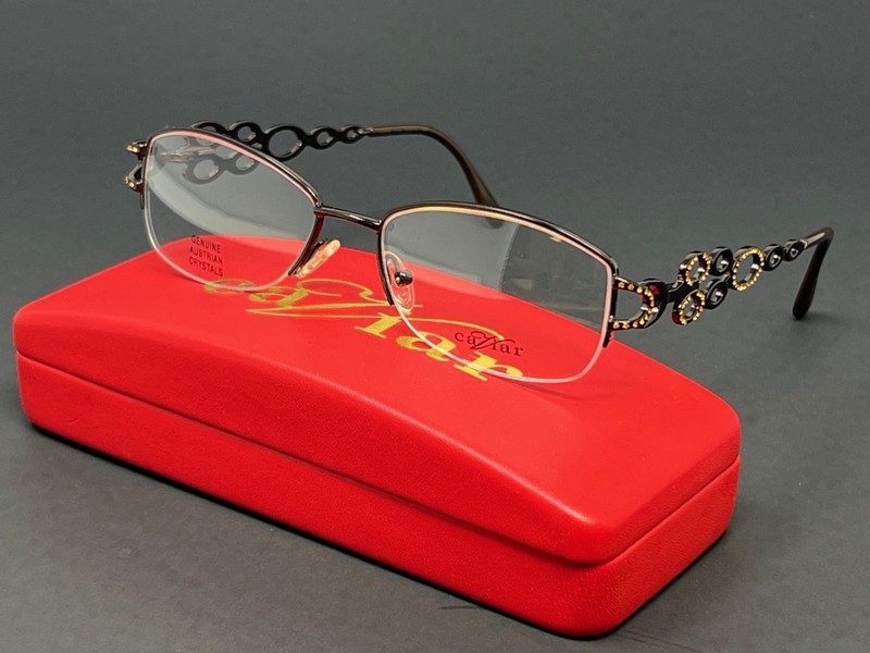 Caviar M2312-C16 Brown 53mm Women’s Eyeglasses Crystals Half Rim Optical Frames