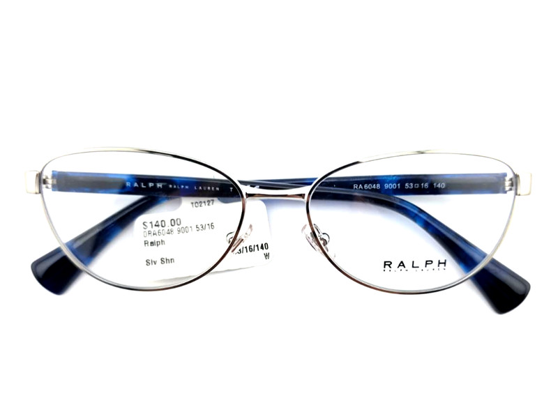 RALPH LAUREN RA6048 9001 SILVER BLUE NEW AUTHENTIC FULL RIM EYEGLASSES 53-16-140