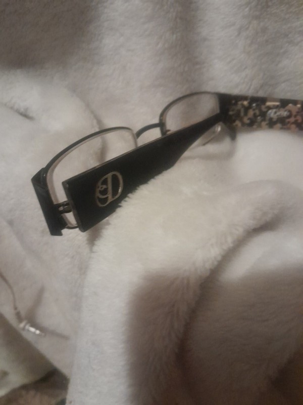 pre owned deréon designer eyeglasses meta frame black with printed inner gallery