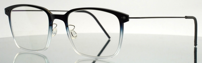 LINDBERG n.o.w. 6522 Col PU9 Black Navy Clear Mens Square Eyeglasses 50-20-150