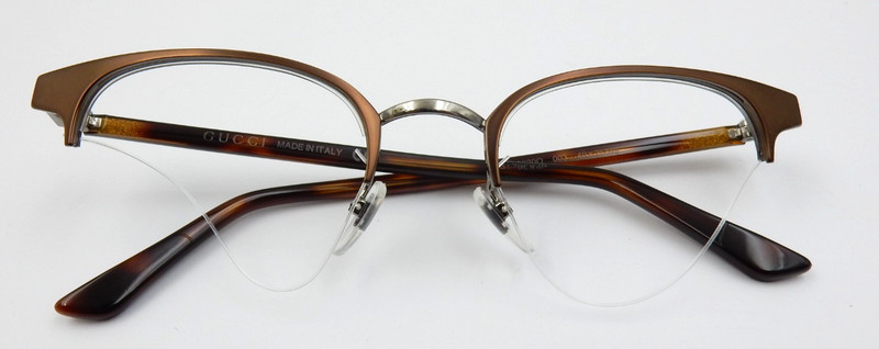 GUCCI HALF RIM BROWN TORTOISE DESIGNER EYEGLASS FRAMES GG0020O 003 49-21-140