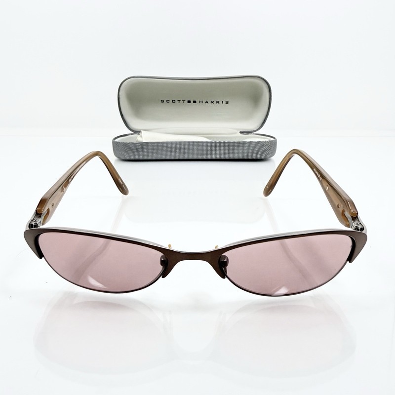 Scott Harris 235 03 Sunglasses Brown Metal Pink 49-17 Vintage w/ Case Frame Only