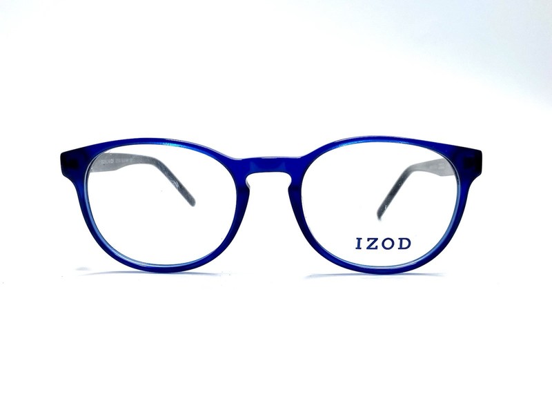 New IZOD Blue Clear Round Oval Glasses Black Temples Italy IZ 2105 50 18 145