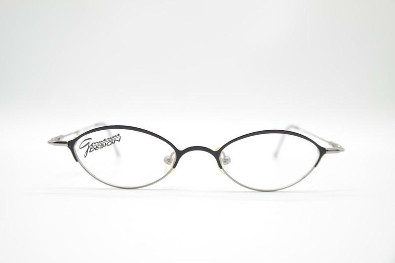 Vintage Gormanns 4726-4617 Black Silver Oval Glasses Frame NOS