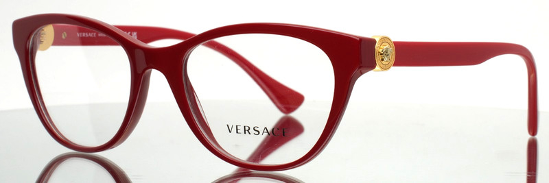 VERSACE 3330 5388 Red Gold Womens Semi Cat Eye Eyeglasses 53-19-145 B:41