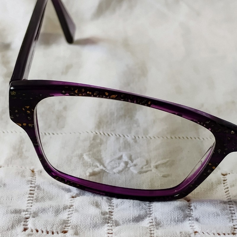 Jean Lafont Eyeglasses Lin 7021 Purple Frames Gold & Silver Glitter 53 16 138 gallery