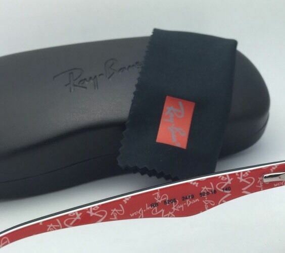 RAY-BAN Rx-able Eyeglasses HIGHSTREET RB 5206 2479 52-18 Black w/ Red and White gallery