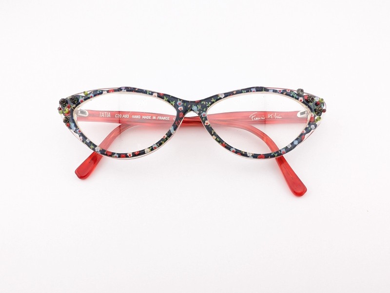 Francis Klein Eyeglasses, Frames Only, Tatia C20.A63 Multi/Red, Handmade France