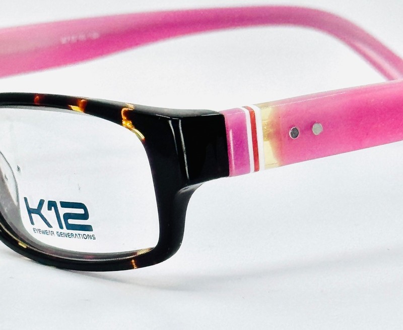 K12 4076 TORTOISE/PINK Brown Unisex Rectangle Full Rim Eyeglasses 47-16-130 B:25 gallery