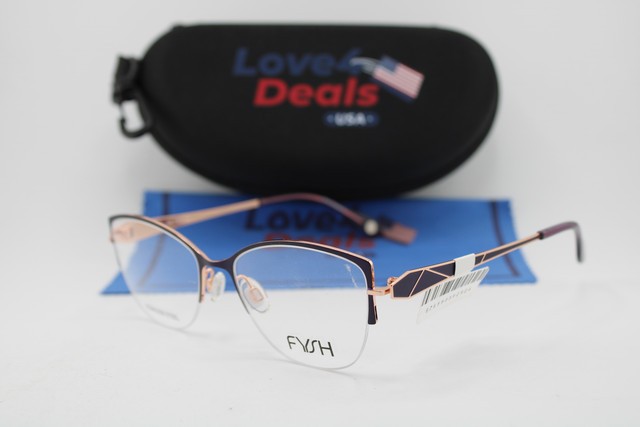 NEW FYSH 3675 M107 GOLD EGGPLANT PURPLE GUNMETAL AUTHENTIC EYEGLASSES 52-17