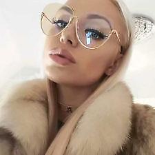 OVERSIZE Semi-Rimless VINTAGE RETRO Style Clear Lens Sun Glasses Gold Frame gallery