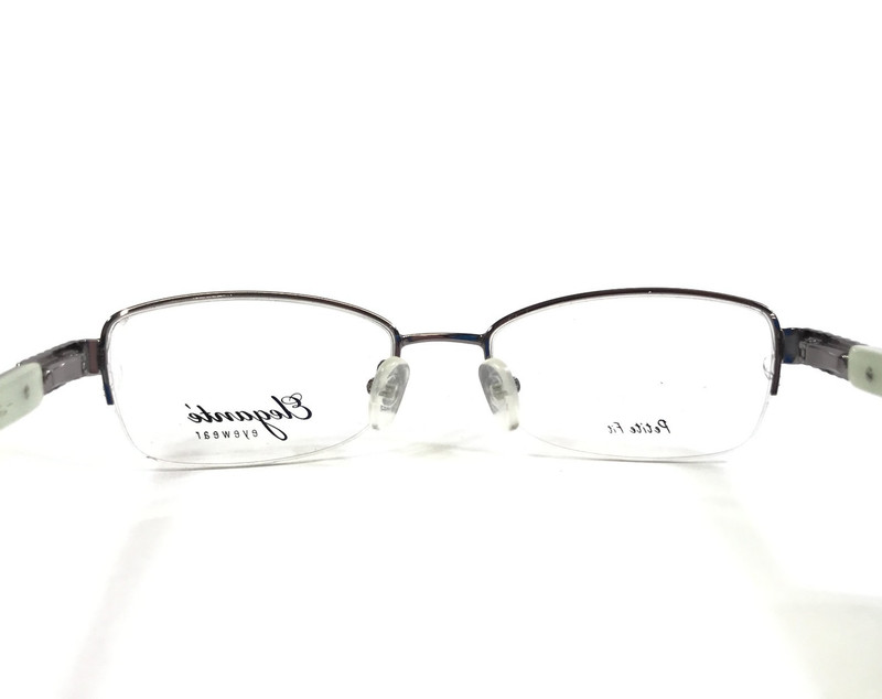 Elegante Eyewear Eyeglasses Frames EL21 SMOKE Silver Green Half Rim 49-17-135 gallery