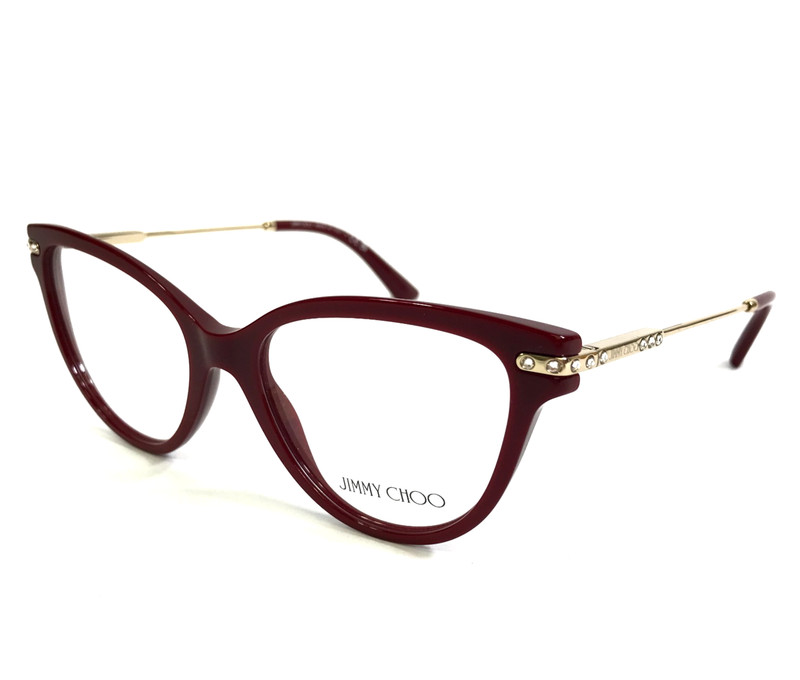 Jimmy Choo Eyeglasses Frames JC3001B 5018 Red Burgundy Gold Crystals 52-17-140