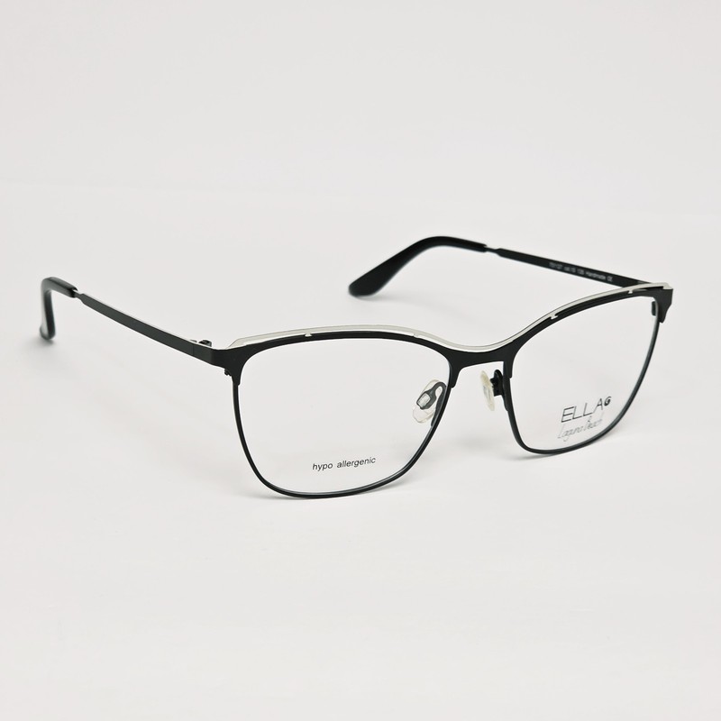 Ella Laguna Beach 701127 Women's Oval Glasses in Black w/ White Accent | 54mm gallery