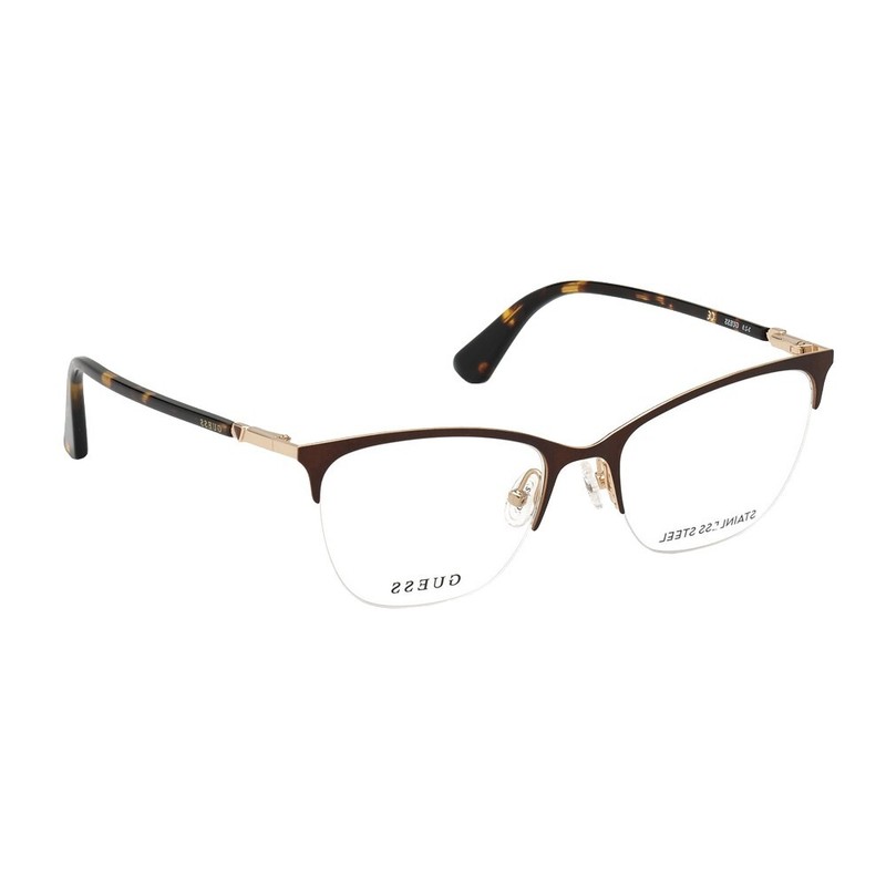 GUESS GU2787 049 Brown Metal Semi Rimless Optical Eyeglasses Frame 54-18-140 RX gallery
