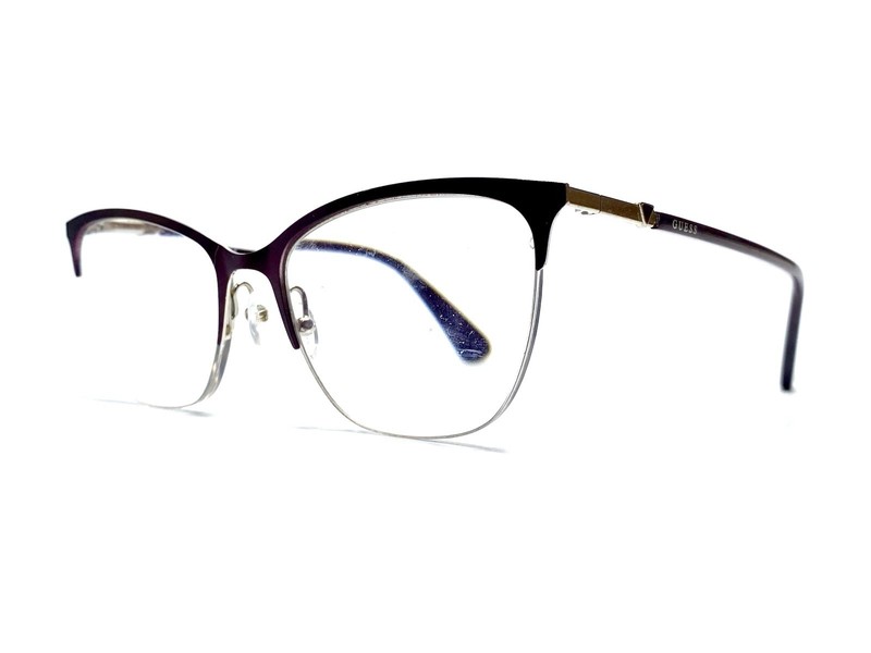 Guess Purple Metal Half Rim Cat Eye Glasses Silver Details GU2787 082 54 18 140 gallery