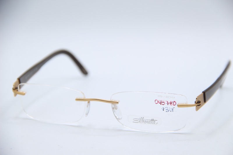 NEW SILHOUETTE 6753 30 6051 GOLD BROWN AUTHENTIC FRAMES EYEGLASSES 50-17