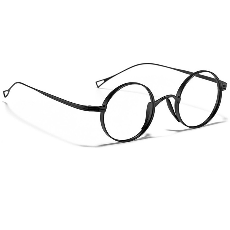 Unisex Classic Titanium Retro 45mm Round Eyeglasses Frames Fashion Black vq