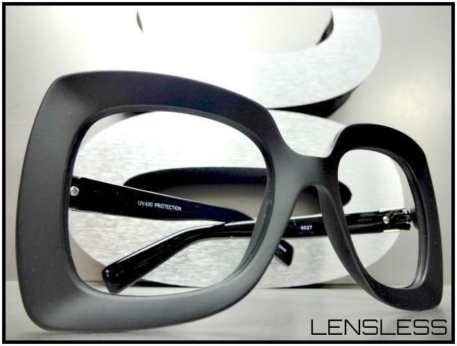Oversized Exaggerated RETRO Large Black Lensless Eye Glasses Frame Only NO Lens gallery