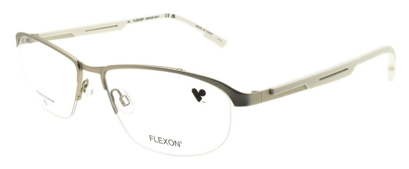 Flexon E1158 042 XL Men’s Glasses Frame Half-rim Satin Silver 57-17-150 Titanium