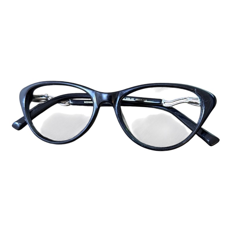 CHANEL 6022 Col.02 Black Cat Eye Eyeglasses Frame Made in Italy No Lenses