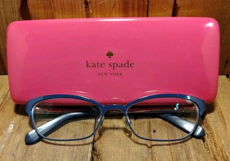 Kate Spade LETICIA OJNA 135 Women’s Blue Polka Dot Cat Eye Frames Only & Case