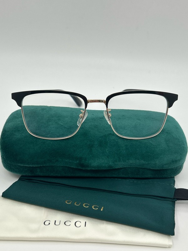 GUCCI GG01310 Unisex Rectangular Classic Designer Gold Black Eyeglasses Frame