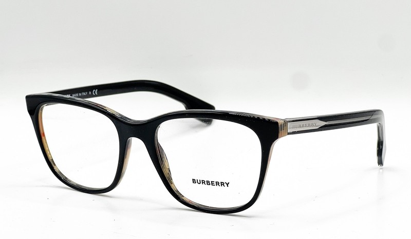 NEW BURBERRY B 2284 3764 TOP BLACK ON VINTAGE CHECK AUTHENTIC EYEGLASSES 53-18
