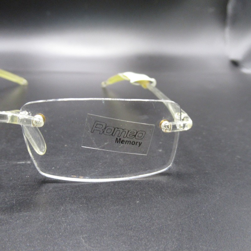 Romeo Memory Rimless Eyeglass Frames Clear Crystal Transparent Yellow Temple gallery