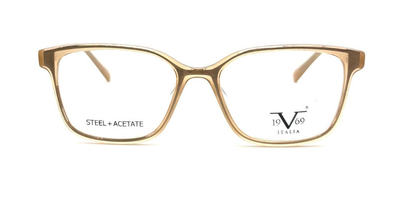 Women's Acetate & Steel Eyeglasses Square Cat Eye V1969 #8006 Champagne gallery