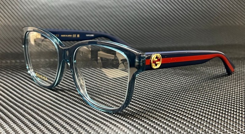 GUCCI GG0038ON 012 Blue Transparent Red Women’s 54 mm Eyeglasses