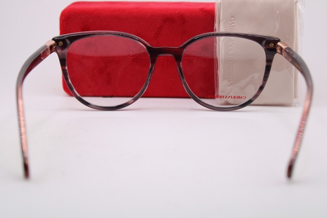 NEW CAROLINA HERRERA HER 0156 1ZX GREY HORN ROSE GOLD AUTHENTIC EYEGLASSES 53-18 gallery