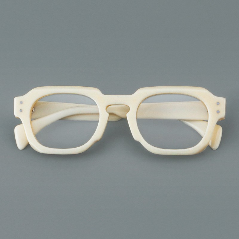 Vintage Square Full Rim Wide Frame Retro Spectacles Clear Lens Green White gallery