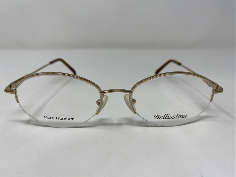 Bellissima BL 112 Gold 51-18-135 Half Rim Metal Eyeglasses Frame 6266